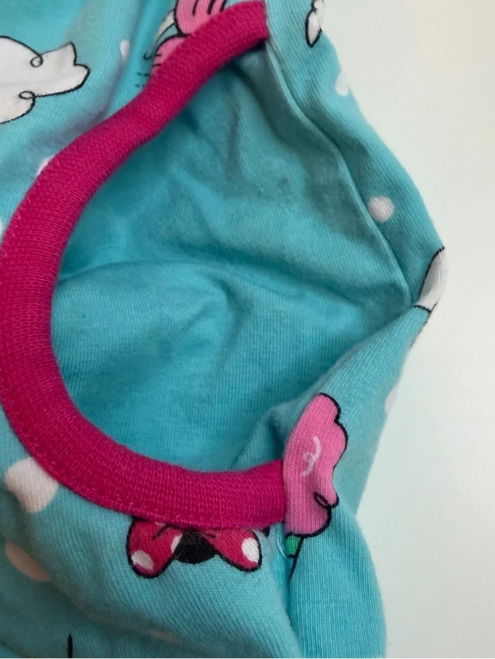 Disney Baby Light Blue Romper with Bright Pink Trim
